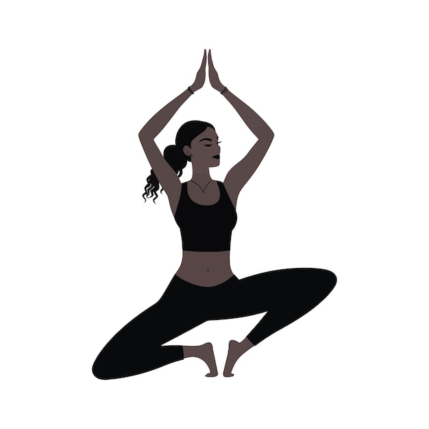 Woman in Yoga Pose on White Background Cartoon Vector