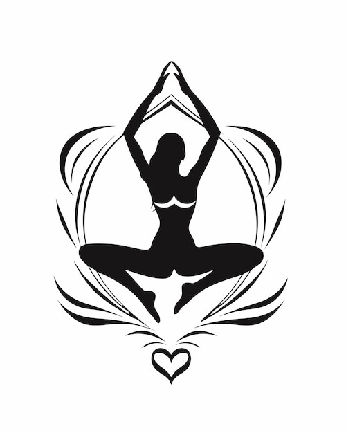 A woman in a yoga pose with a heart on the back.