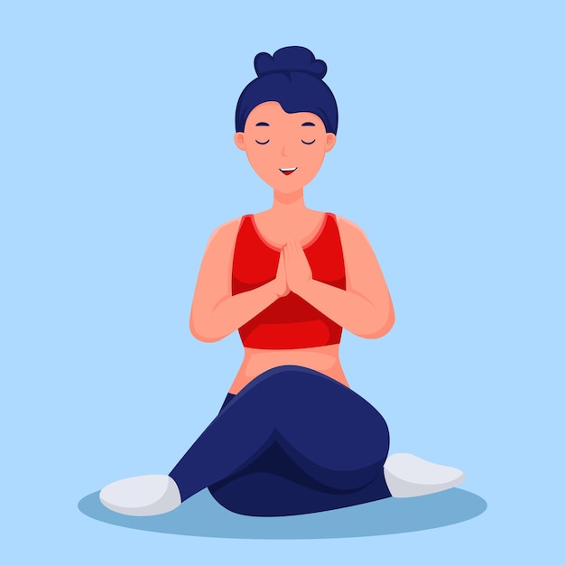 Woman in Yoga Position Character Illustration