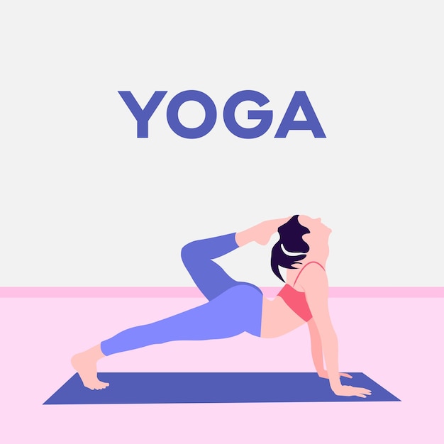 Woman in a yoga position for landing page premium vector