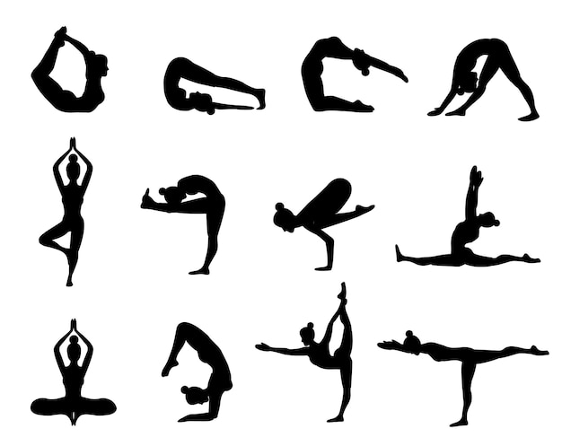 Woman yoga silhouette vector illustration