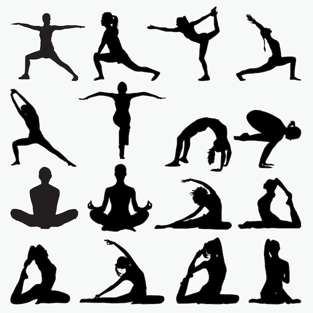 woman yoga silhouettes
