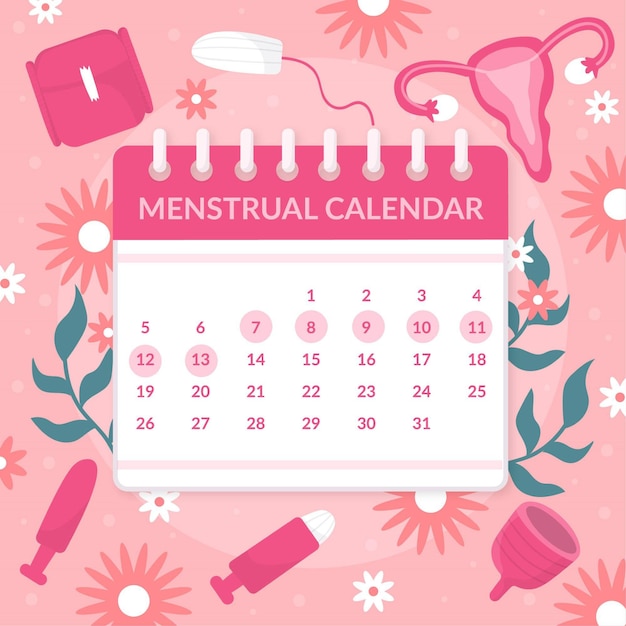 Vettore concetto di calendario mestruale femminile