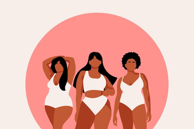 Womans body body positive beyond stereotypes Beauty girls wearing underclothes