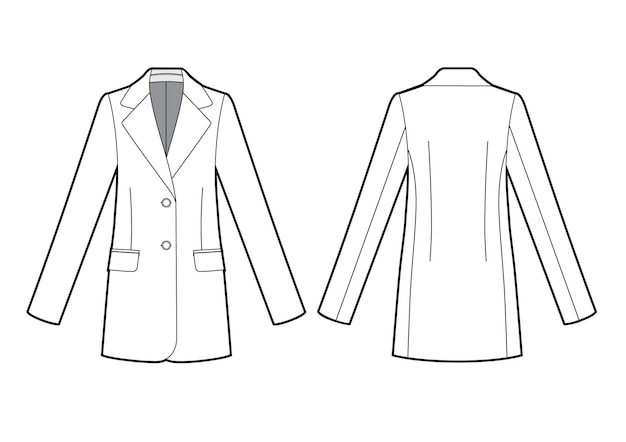 Womans classic jacket bw sketch fashion illustration
