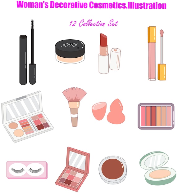 Vector womans decorative cosmetics illustration