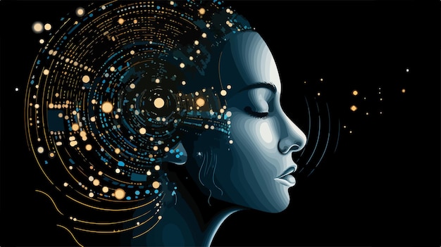Vector a womans face with the words  brain  on it
