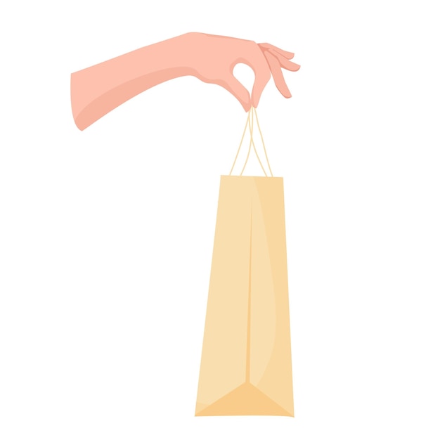 Womans hand with paper shopping bag