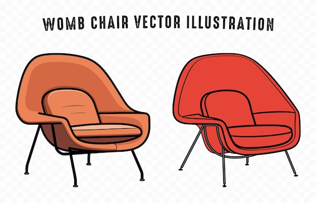 Womb chair illustration vector outline chair black silhouette clipart