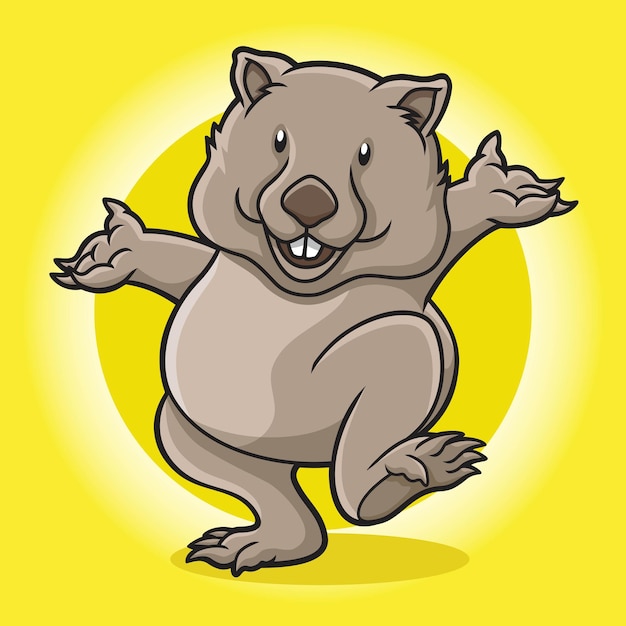 Wombat Funny Dancing Mascot Cartoon Vector Design