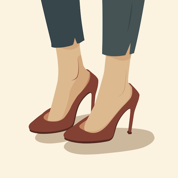 벡터 여성들은 현실적인 신발을 입습니다.