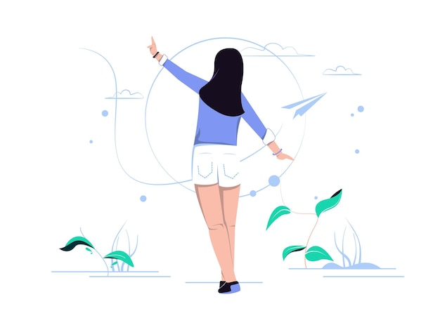 Women are on vacation and enjoying nature walks Character concept isolated in flat style