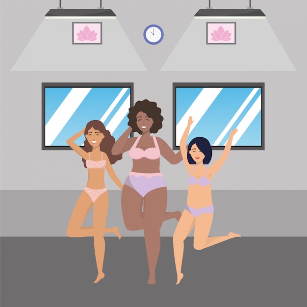 Vector women avatars in underwear