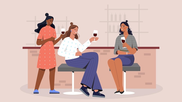 Women at bar vector concept