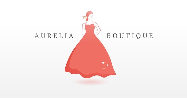 Logo della boutique del vestito rosa di bellezza delle donne