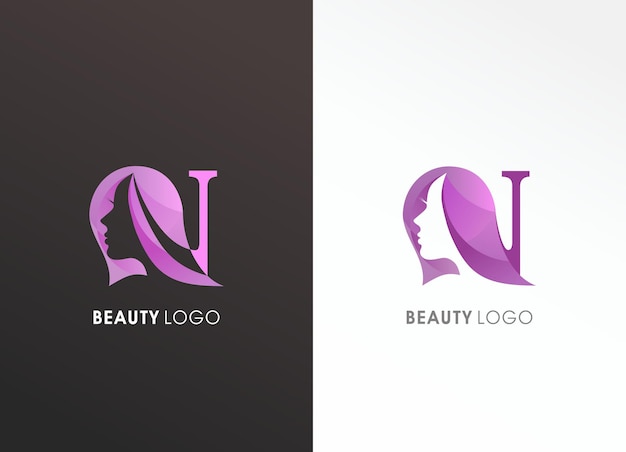 women beauty salon brand logo design focus on letter N hair salon and beauty services