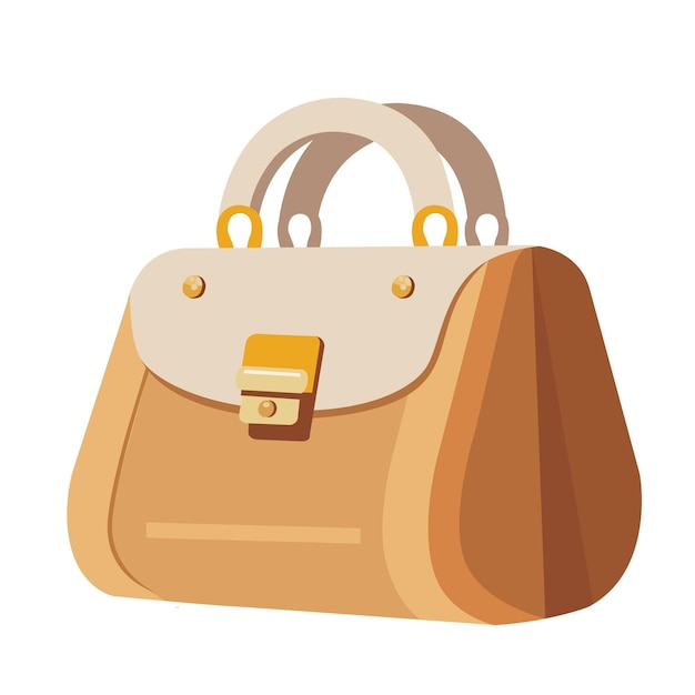 Женская бежевая сумка для вещей с плоской векторной иллюстрацией