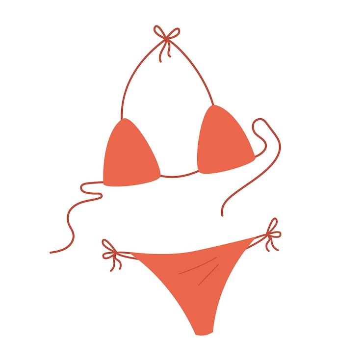 Vector women bikini flat vector illustration female stylish swimwear fashion swimsuit