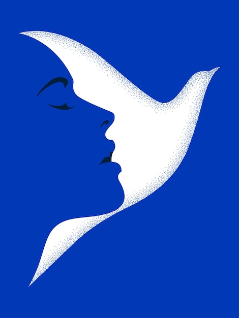 Women and bird vector illustration