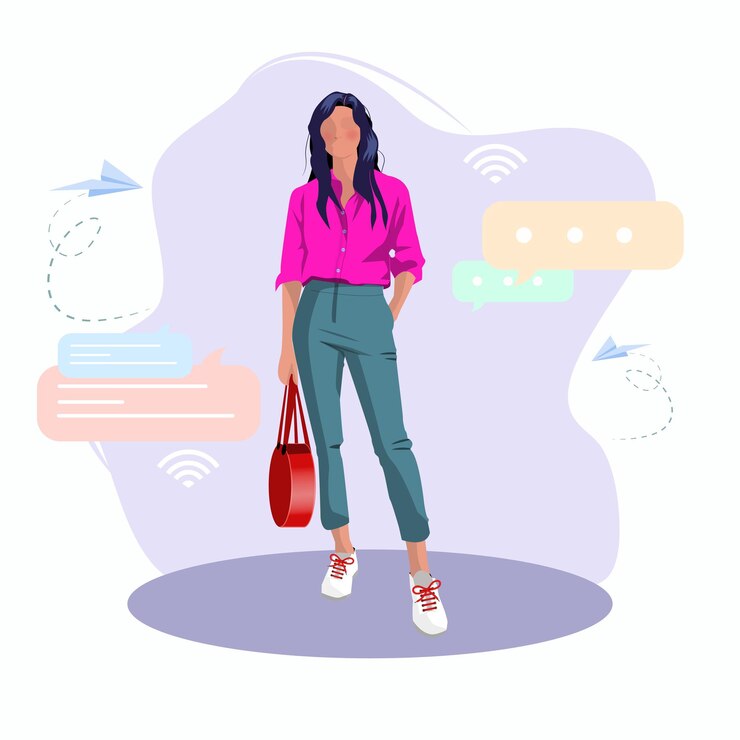 Vector women character flat design  banner template