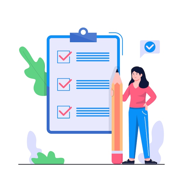 Vector women checklist concept illustration