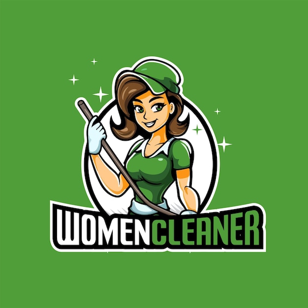 Women Cleaner Service Logo Design Cleaning Service Logo Design Women Cleaning Vector Illustration