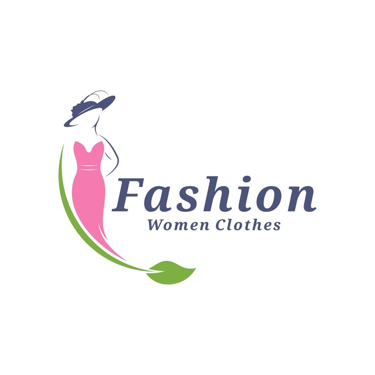 女性 葉のロゴデザイン ベクトルイラスト 女性 ファッションロゴコンセプトテンプレート