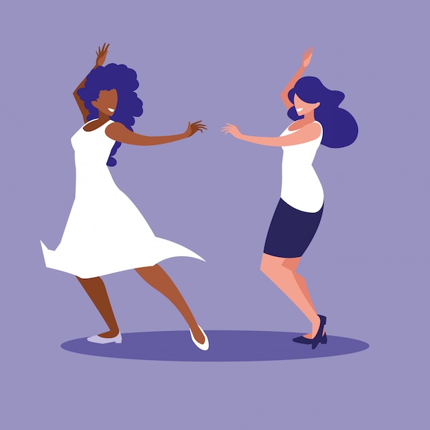 Vector women dancing avatar character