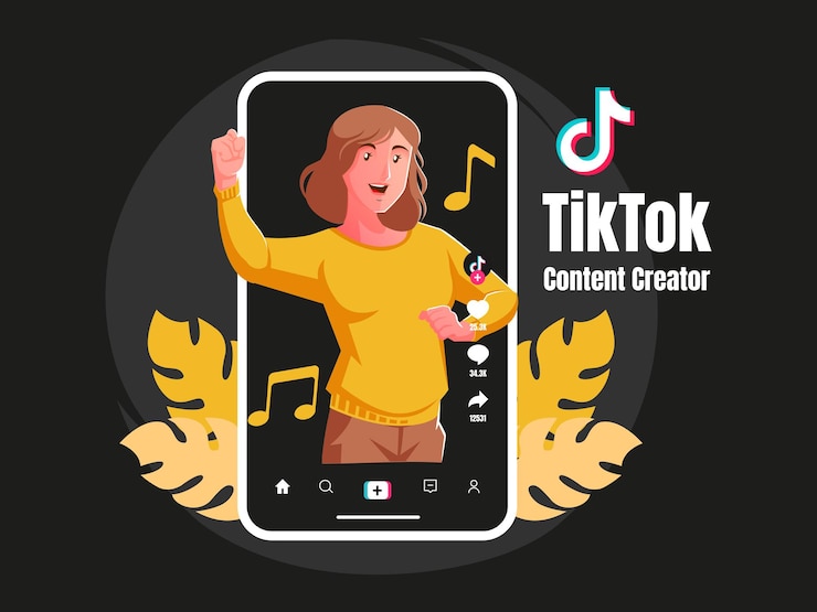 Вектор женщины танцуют и поют создатель контента tiktok