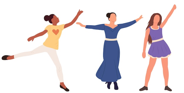 Women dancing on white background isolated vector