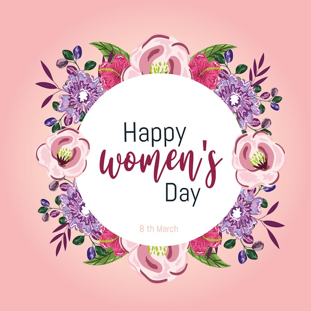 꽃 장식으로 여성의 날 인사말 카드