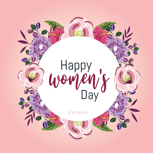 Women day greeting card with flowers decoration