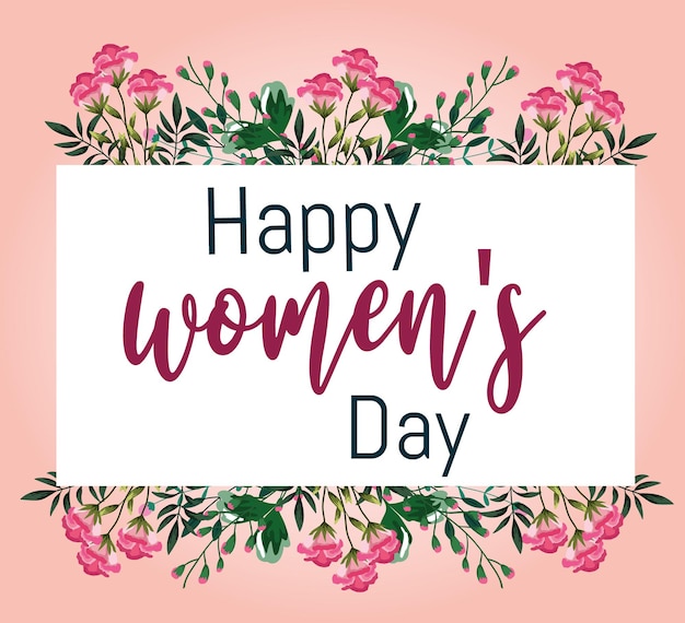 women day greeting card with flowers decoration