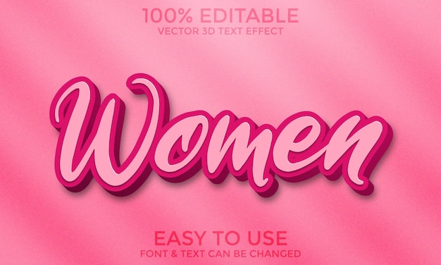 Vector women day pink 3d text effect template