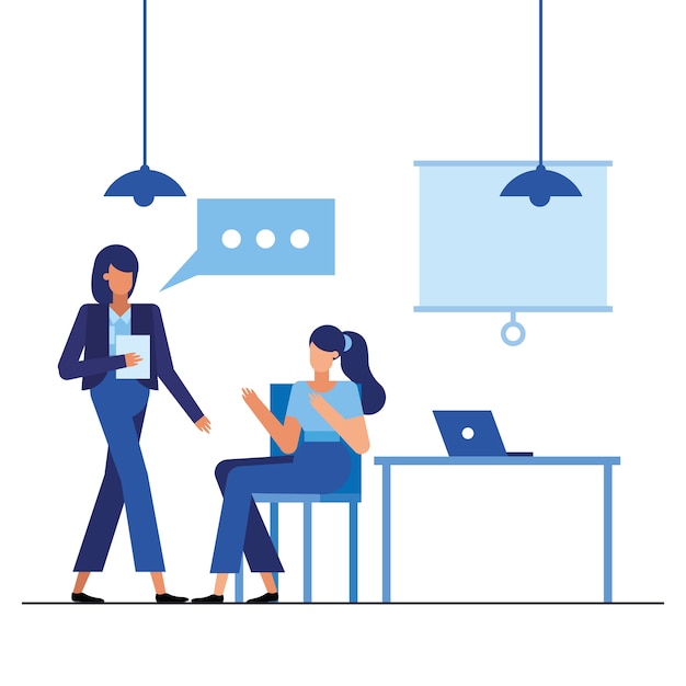 women at desk in the office design, business objects workforce and corporate theme