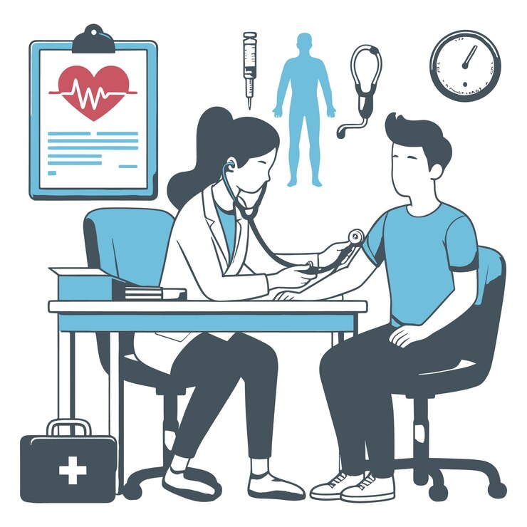 Vector women doctor heartbp checkup vector
