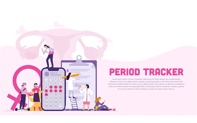 Women and doctors as a team with period tracker