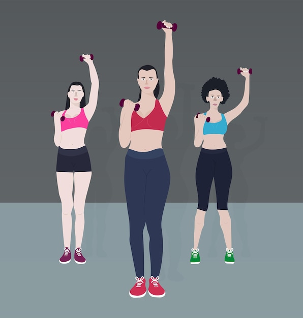 Vector women doing exercise vector illustration