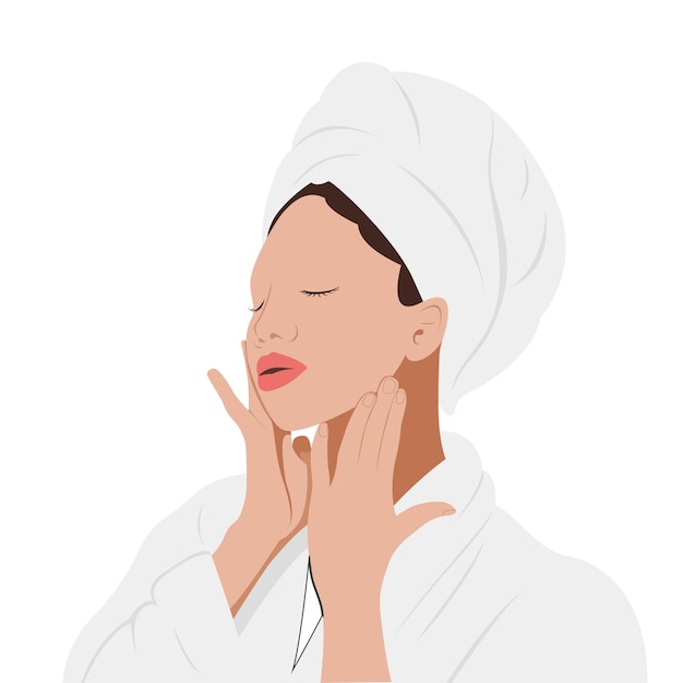 women doing her skincare after bath