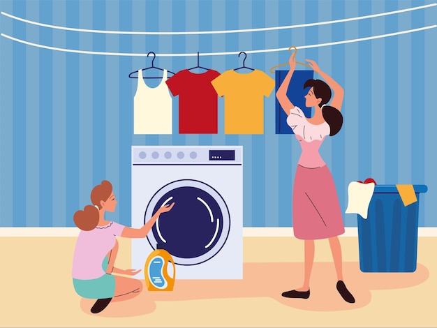 Women doing laundry