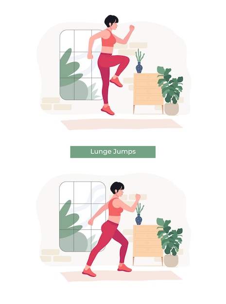 Women doing lunge jumps exercise