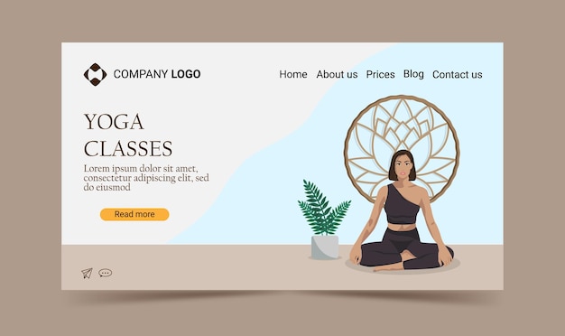 Vector women doing yoga landing page, concept illustration for healthy lifestyle, yoga classes, exercising.