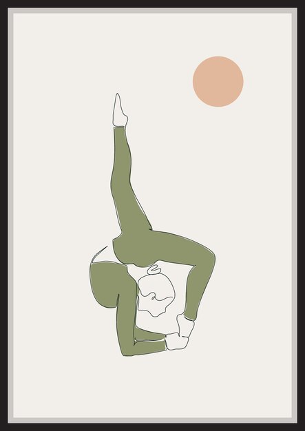 Vettore donne che fanno yoga vettore oneline arte illustrazione moderno minimal poster stampabile sage green