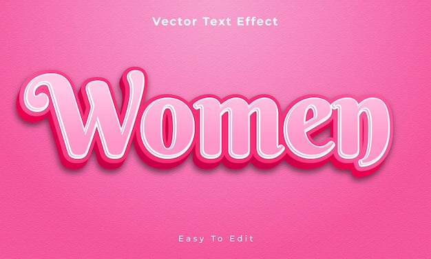 여성 편집 가능한 3d 텍스트 효과 프리미엄 벡터 Premium Vector