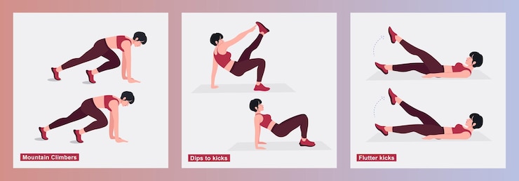 Vector women exercises set women doing fitness exercises