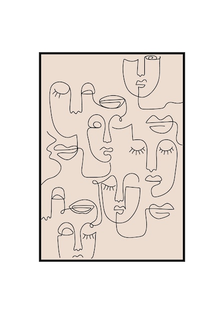 Women face abstract Line art design