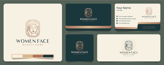 Le donne affrontano, bellezza, elegante, minimalista, biglietto da visita e design del logo