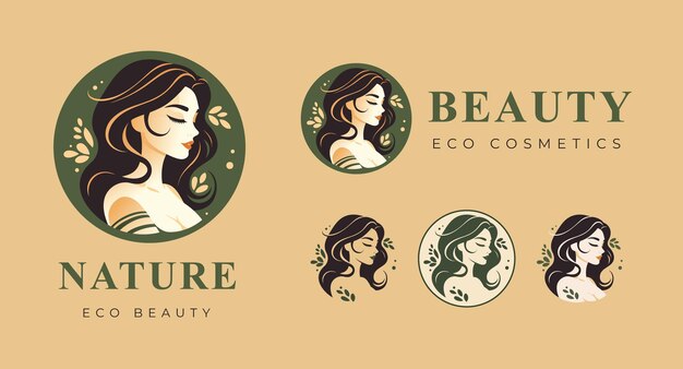 Vector women face combine flower and branch logo for beauty salon spa cosmetic and skin care elegant lo