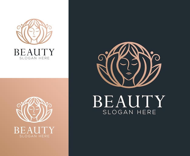 Vector women face combine flower and branch logo for beauty salon spa cosmetic and skin care