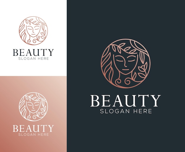 Women face combine flower and branch logo for beauty salon spa cosmetic and skin care